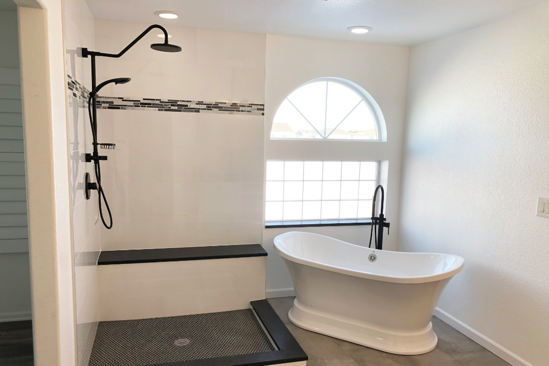 slice3 Bathroom with tiles and custom shower pan, bathroom remodel completed by Craftsman Tile and Stone in Franklin, TN.